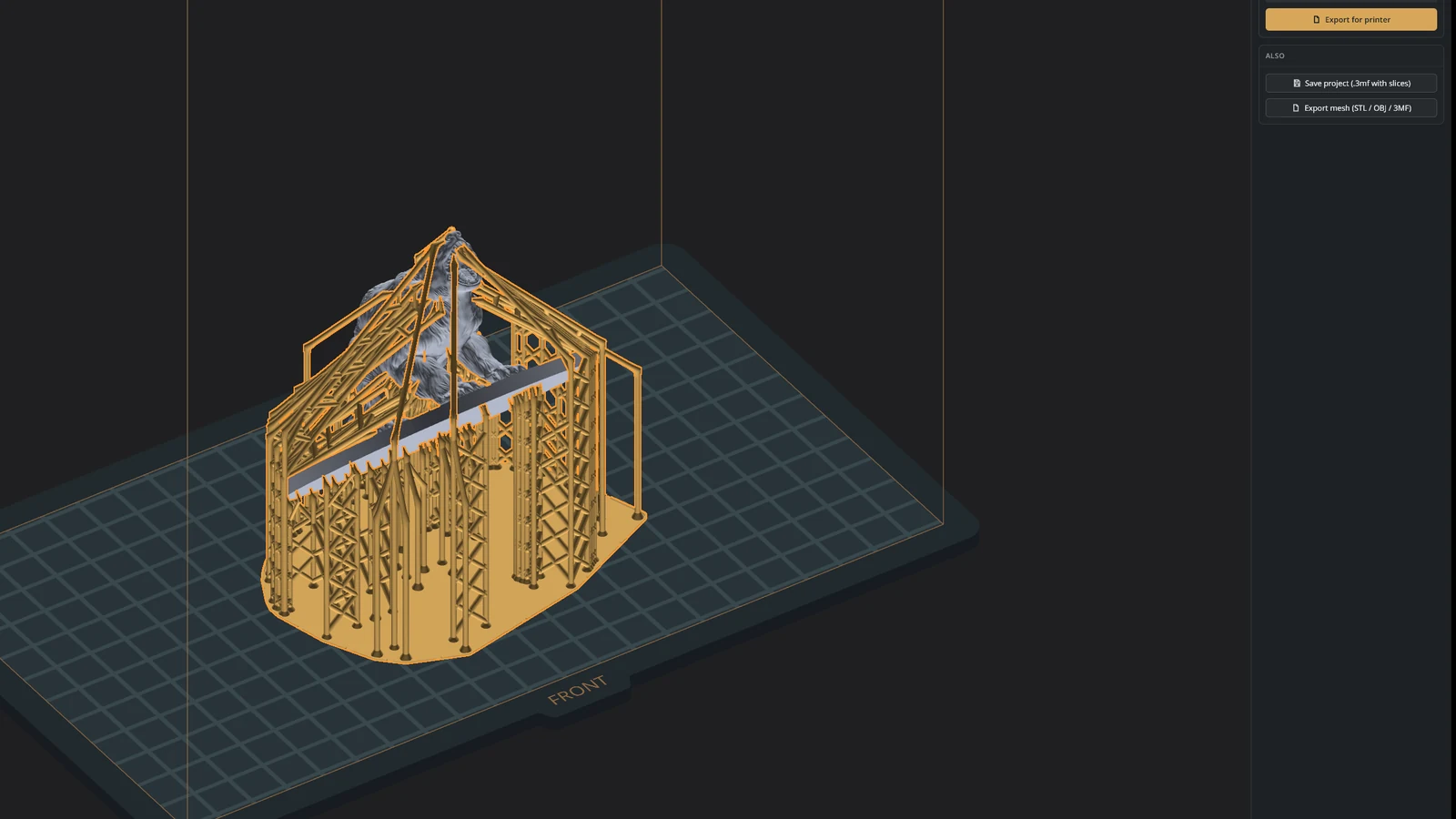 Breadslicer's Export tab: writing the print file for the selected printer.